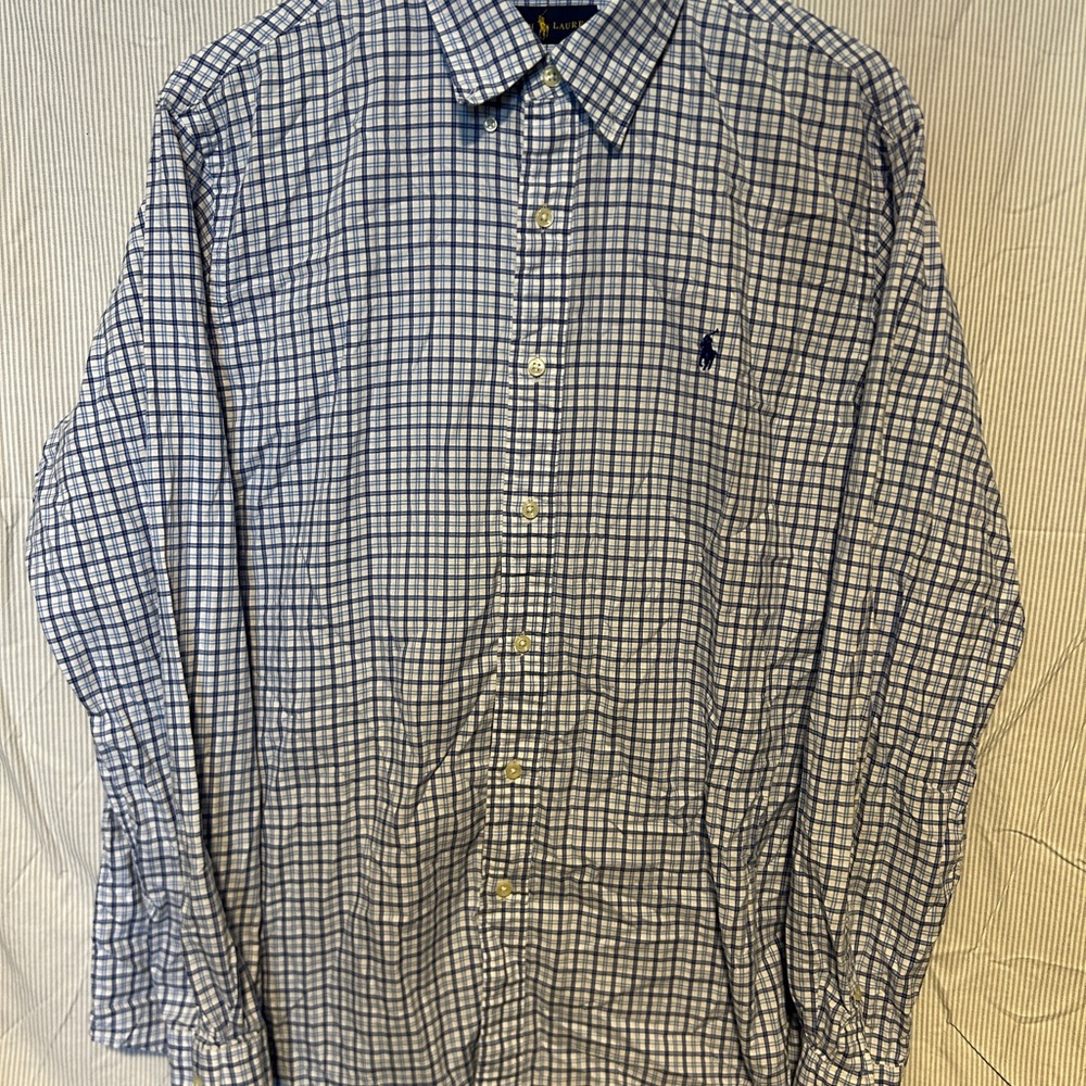 Polo Ralph Lauren Navy and White Plaid Men's Shirt